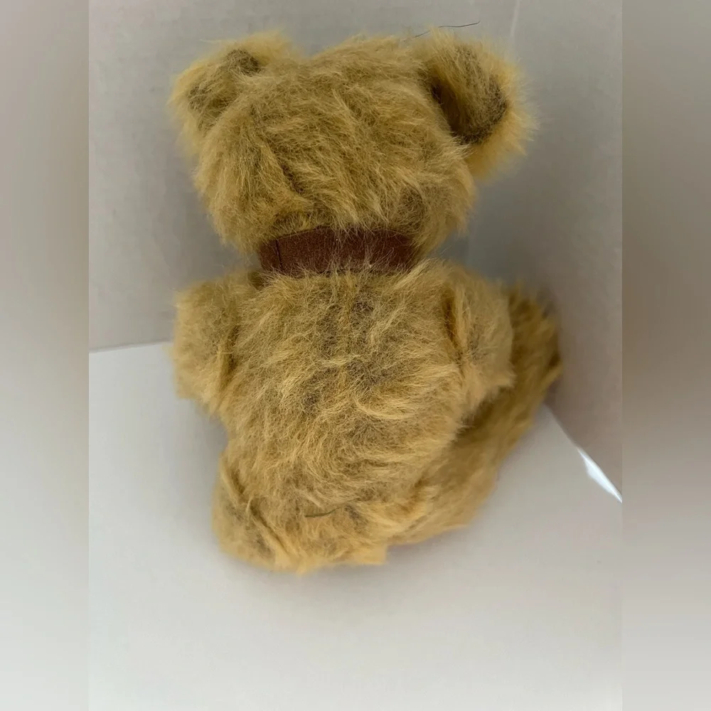 Vintage Unbranded 12” Jointed Posable Mohair Teddy Bear Plush Caramel Color